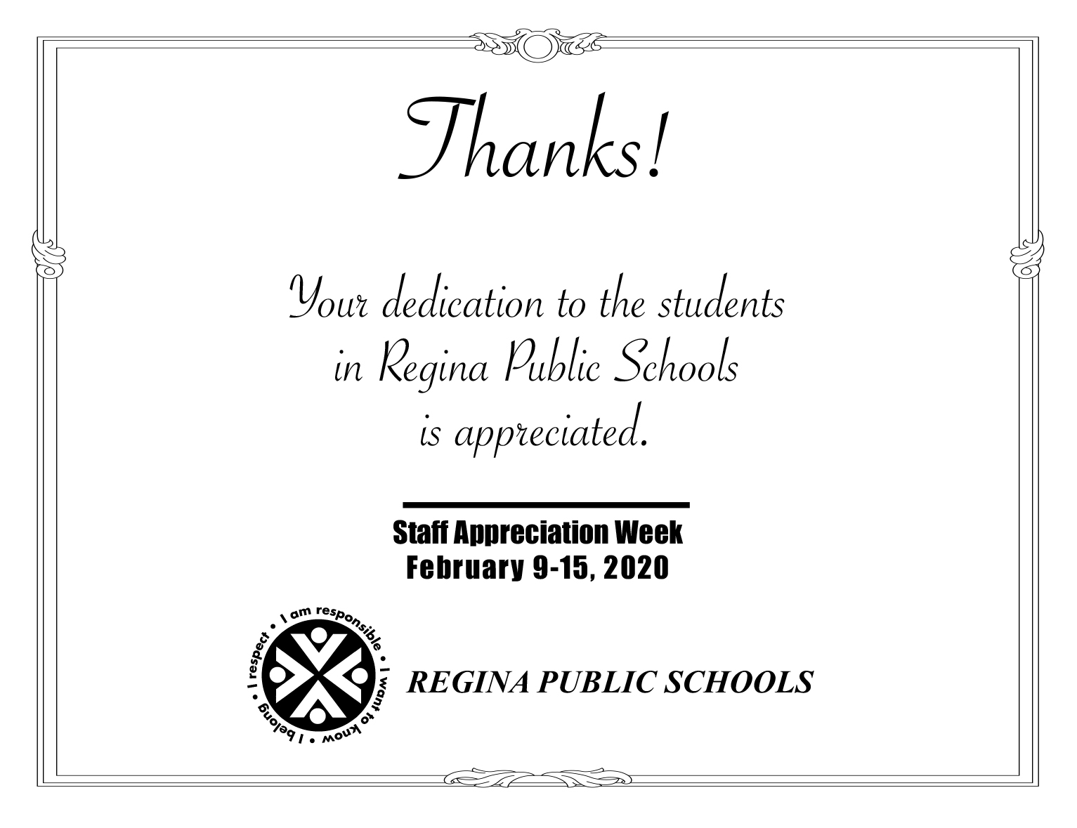 Staff Appreciation Week 2020 Regina Public Schools